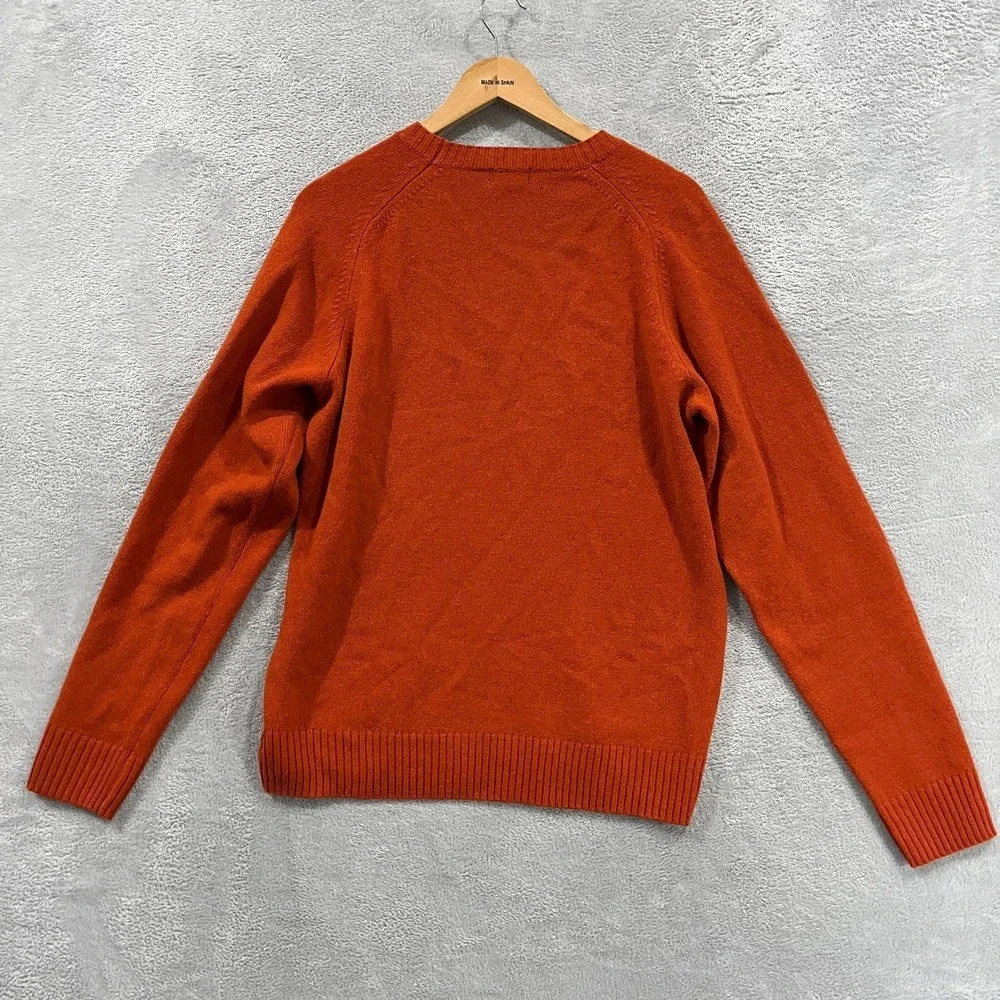 Uniqlo Sweater Mens Medium Orange Knitted Wool Long Sleeve Crewneck Pullover